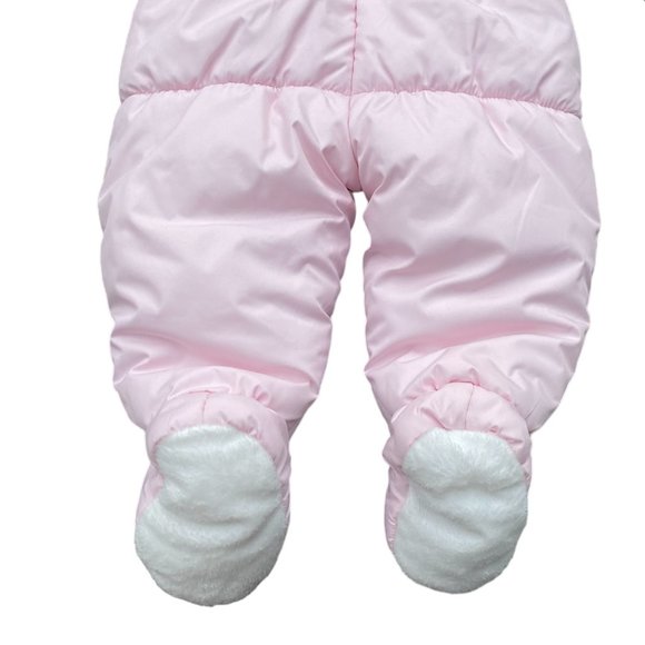 Just One You Baby Bear Quilted Puffer Pink One-Piece Infant Snowsuit-6-9 mos - Picture 12 of 15
